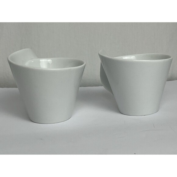 OKKO Coffee Tea Cup Set 2 Vintage Y2K Modern Design White Ceramic MOMA Argentina - Picture 6 of 8